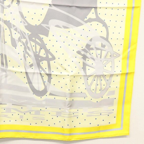 HERMES Carre 90 Scarf ""CALECHE ELASTIQUE "" Silk Yellow Auth - Picture 10 of 16